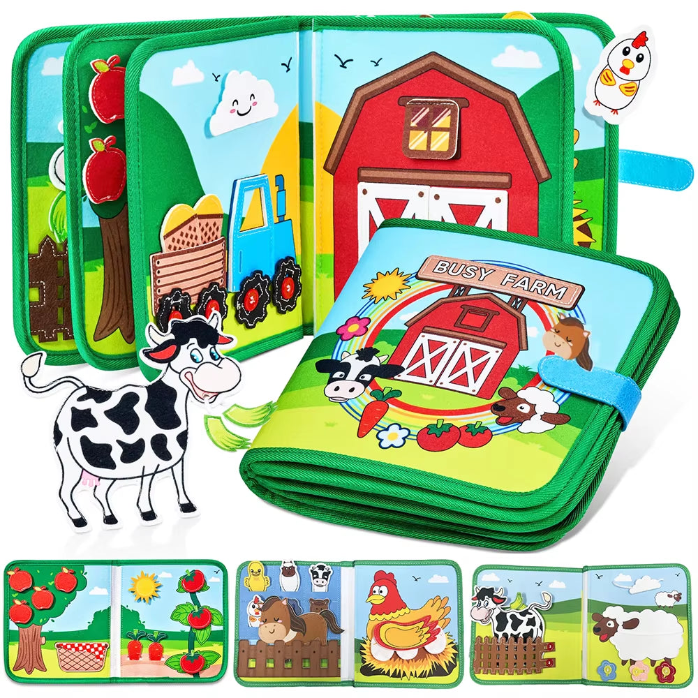 Busy Board Montessori Toys for Toddlers Farm Animal Story Busy Book Sensory Toy Preschool Learning Fine Motor Travel Activities