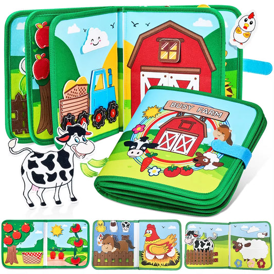 Busy Board Montessori Toys for Toddlers Farm Animal Story Busy Book Sensory Toy Preschool Learning Fine Motor Travel Activities