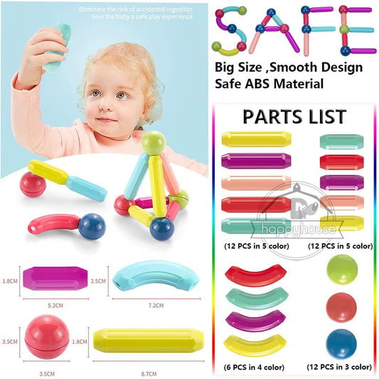 Magnetic Constructor Blocks Set Toys for Kids Magnet Stick Rod Building Blocks Montessori Educational Toys for Children Boy Girl