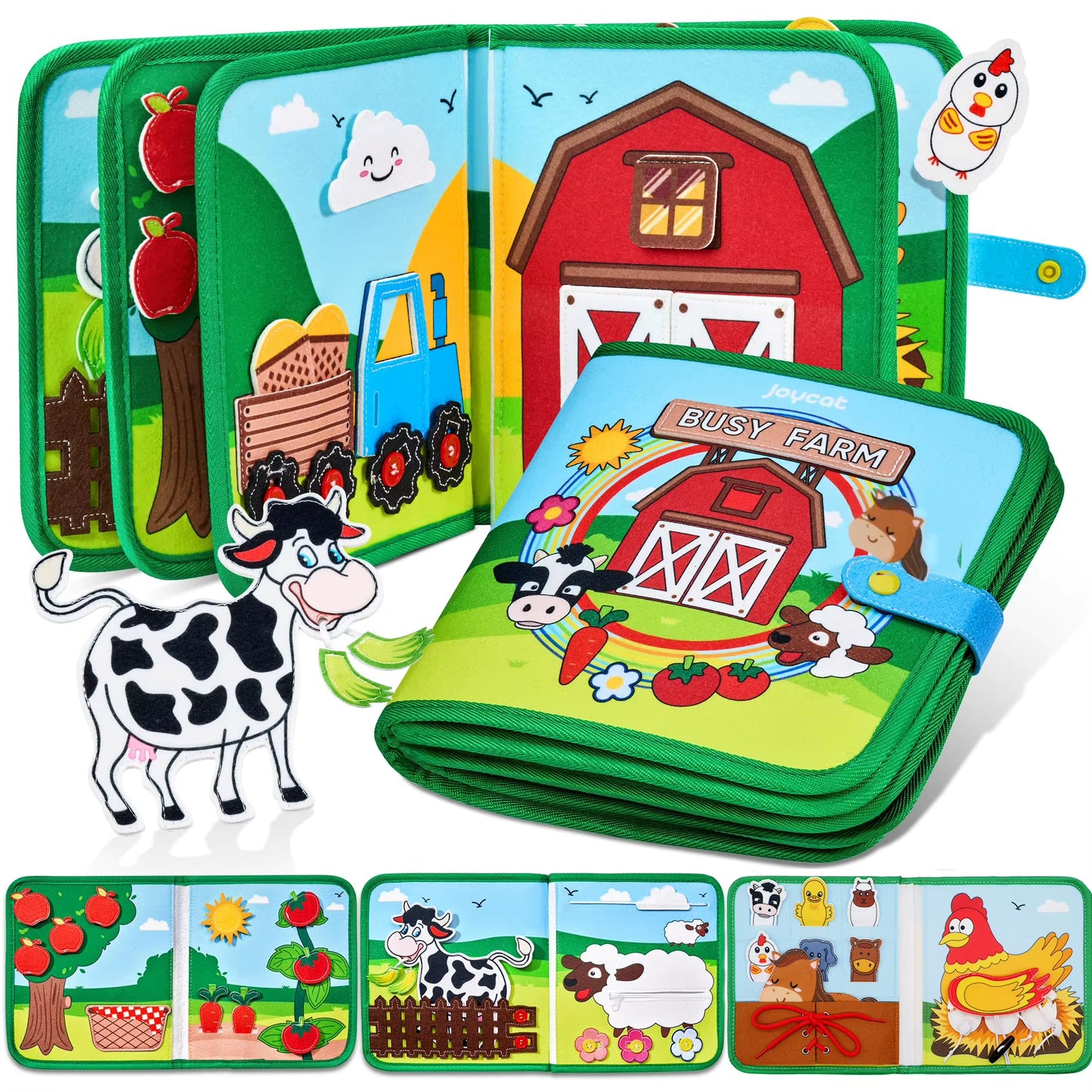 Busy Board Montessori Toys for Toddlers Farm Animal Story Busy Book Sensory Toy Preschool Learning Fine Motor Travel Activities