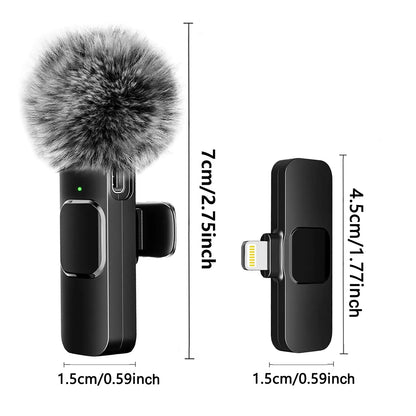 K60 Wireless Lavalier Microphone Audio Video Recording Mini Mic for Iphone Android Laptop Live Gaming Mobile Phone Microphone