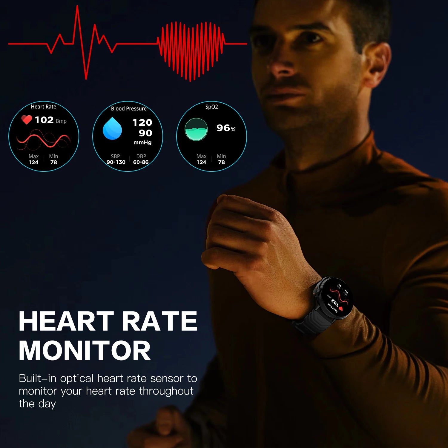 Smart Watch for Men Women Bluetooth Call Heart Rate Monitor Multi Sports Modes Fitness Tracker Custom Dials Music Smartwatch