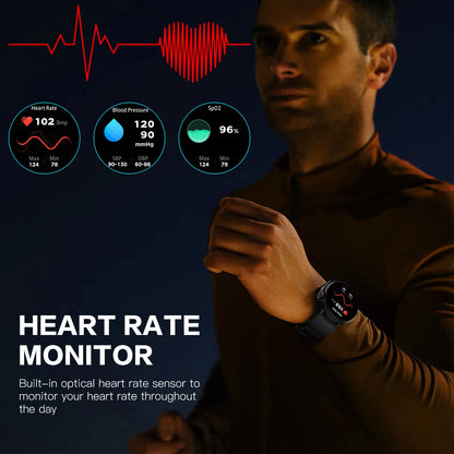 Smart Watch for Men Women Bluetooth Call Heart Rate Monitor Multi Sports Modes Fitness Tracker Custom Dials Music Smartwatch