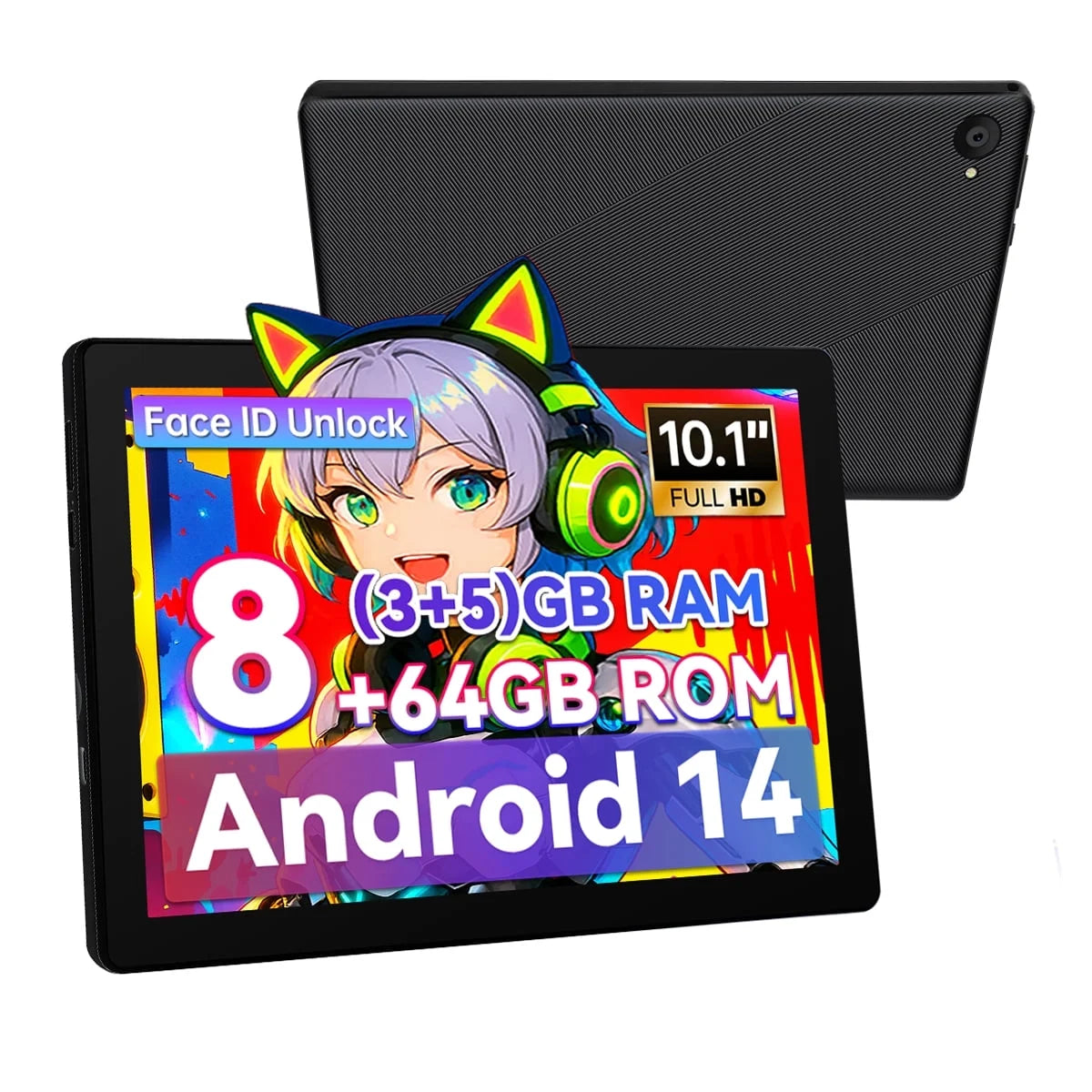Powerful 10.1 Inch Android 14 Tablet with 8GB RAM, 64GB Storage, Octa-Core Processor, and Stunning HD Display - Perfect for All Ages!